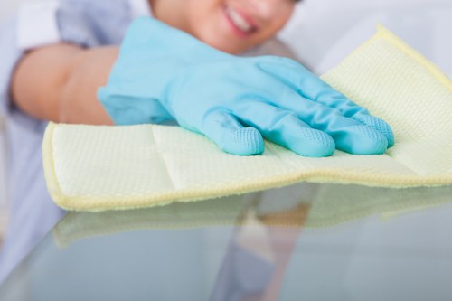 Domestic cleaner tidying a local North London household