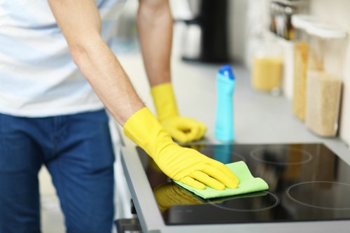 Routine kitchen and bathroom cleaning in a North London home
