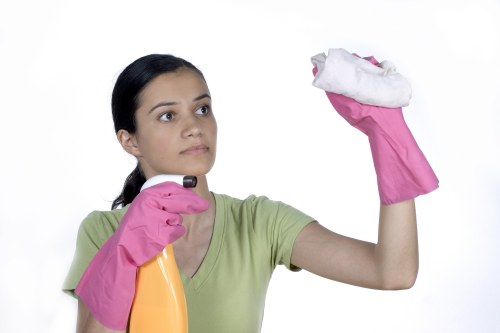 Local cleaner working in a Finsbury Park apartment building